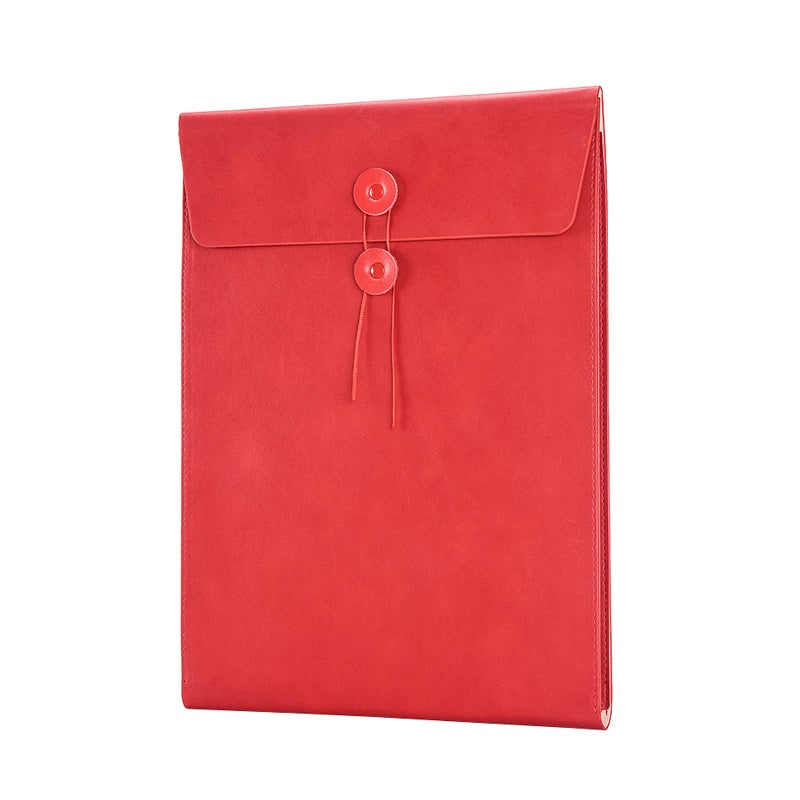 Enyuwlcm PU Leather A4 File Folder Document Holder Filing Envelope Project File Portfolio with String Tie Closure 34 Inch Expansion Red - Image 2