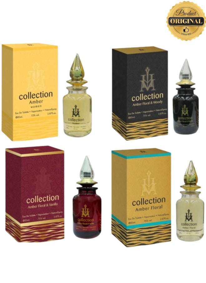 كوليكشن عطر كوليكشن أمبر 85 مل و عطر كوليكشن أمبر فلورال و ودي 85 مل و عطر كولكشن أمبر فلورال و فانيليا 85 مل و عطر كوليكشن أمبر فلورال 85 مل 