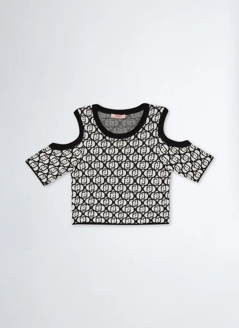 Liu Jo Monogram Top with Cold Shoulders