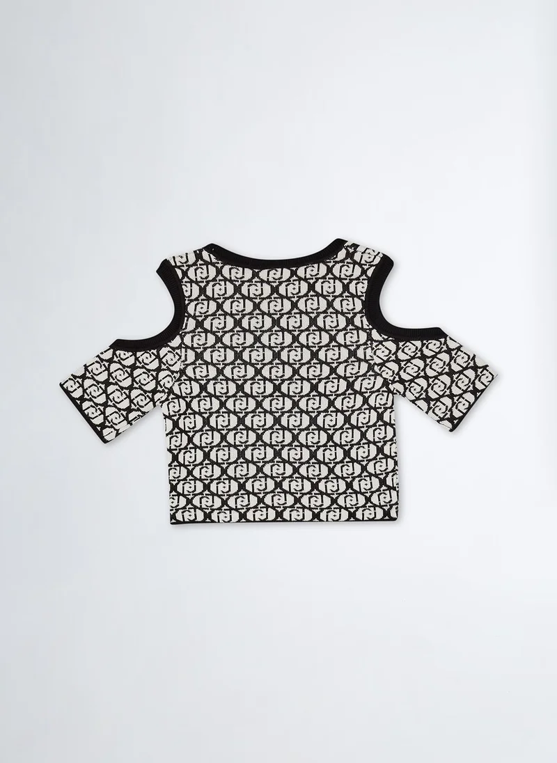 Liu Jo Monogram Top with Cold Shoulders