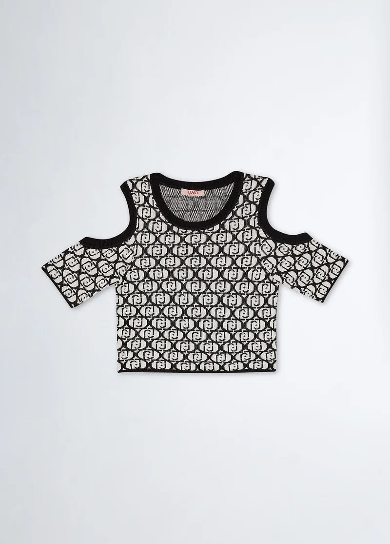 Liu Jo Monogram top with cold shoulders
