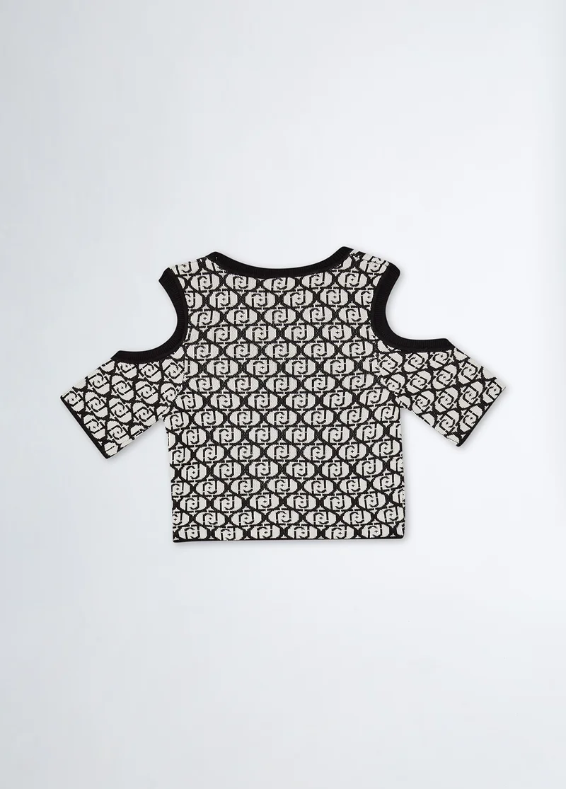 Liu Jo Monogram top with cold shoulders