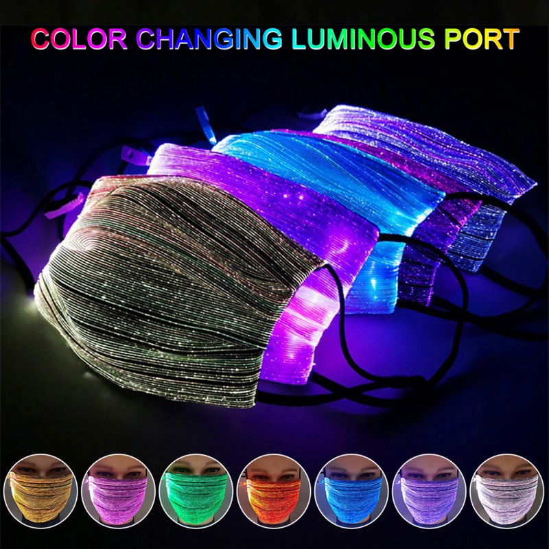 7 Color Lights LED Light up Face Mask USB Rechargeable Glowing Luminous Mask for Halloween Christmas Party Festival Dancing Rave Masquerade Costumes - Image 1