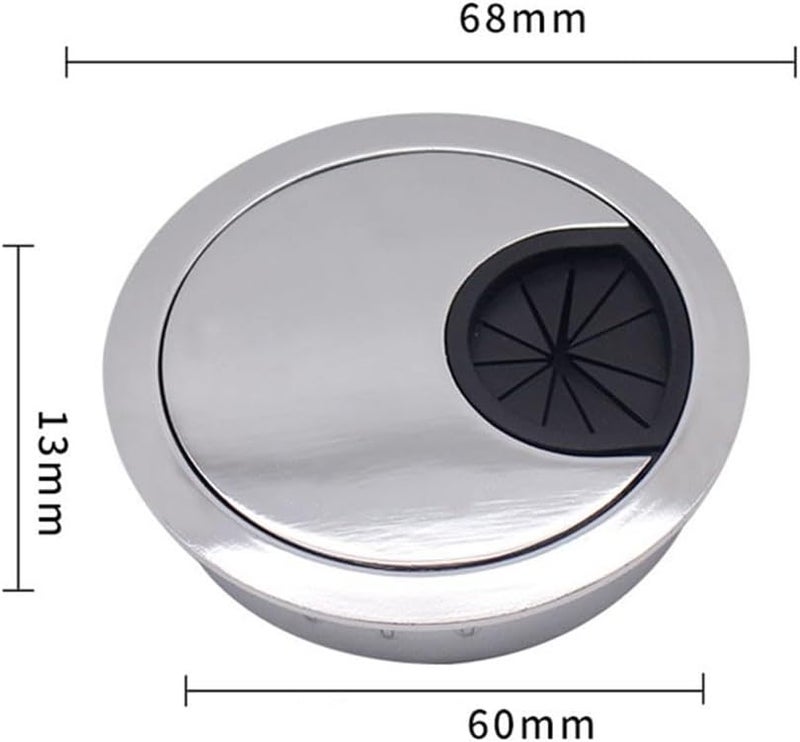 Pearlsilver 60mm 2pcs Metal Desk Grommet Cable Hole Cover Easy Wire Insertion - Image 5
