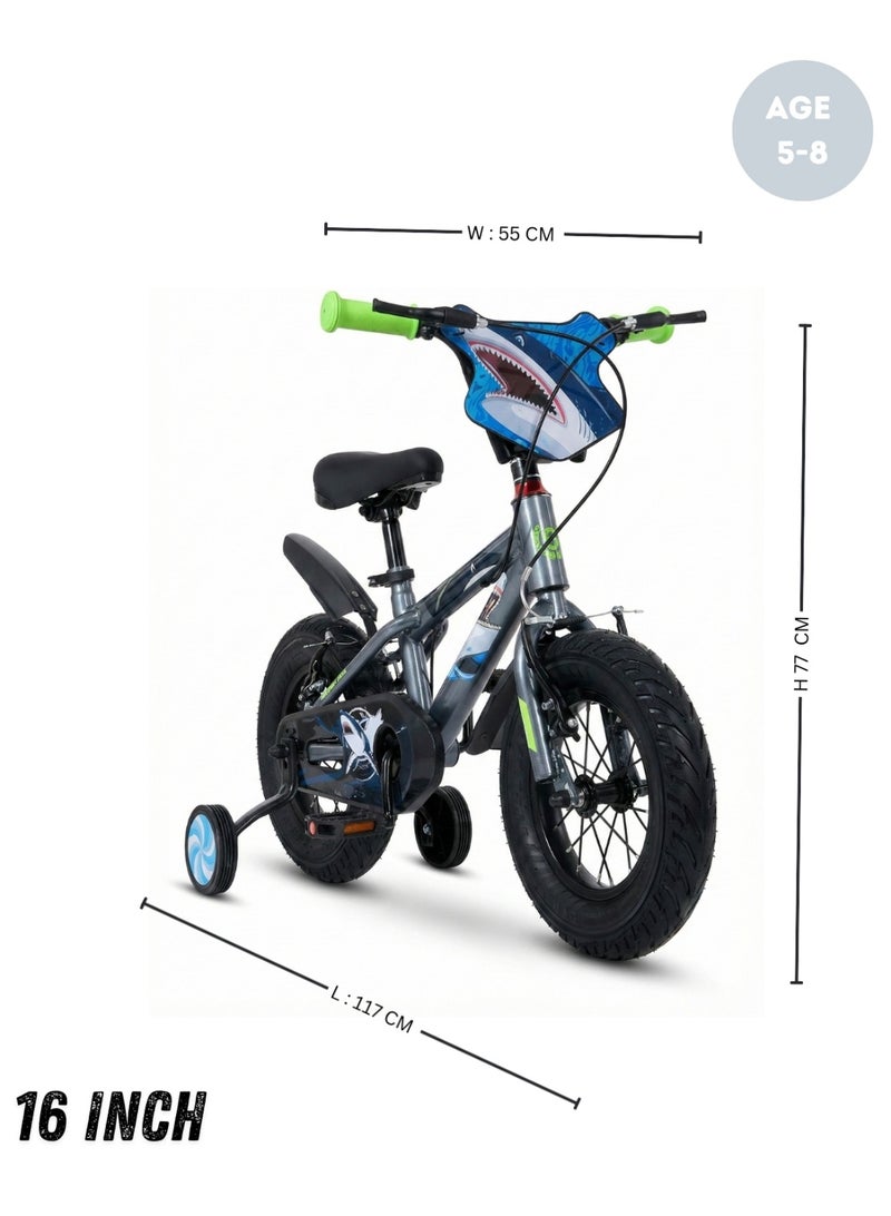 أسباير بوكس Kids Bike High Strong Kids' Bike 16 Inch  5-8 Age Kids With Training Wheels, Mudguards, Adjustable Seat | Sensitive Brakes Safe and Stable 9 DSMB 16 [MF002] - Image 3