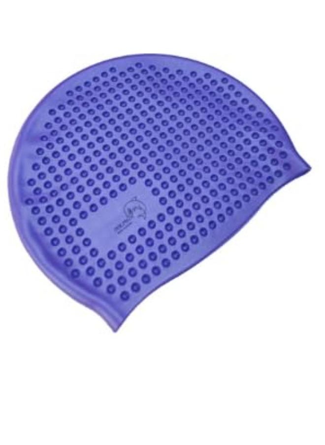 Generic Waterproof Silicone Bubble Swimming Cap for Adults - Blue 