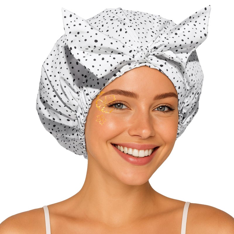 Yanibest Shower Cap for Women Reusable Waterproof, Adjustable Non-Slip Shower Hair Cap, Washable Bath Hat for Long Hair - Image 1