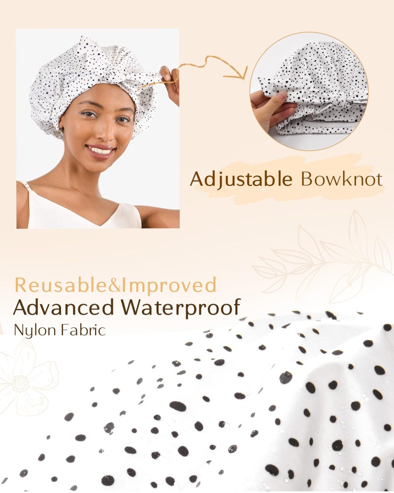 Yanibest Shower Cap for Women Reusable Waterproof, Adjustable Non-Slip Shower Hair Cap, Washable Bath Hat for Long Hair - Image 4