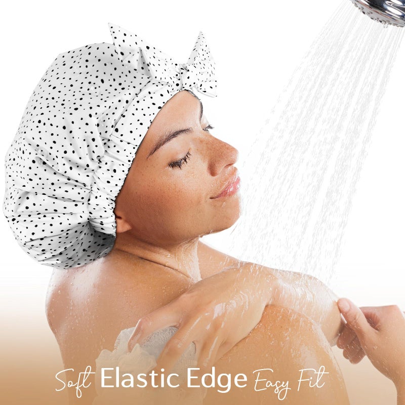 Yanibest Shower Cap for Women Reusable Waterproof, Adjustable Non-Slip Shower Hair Cap, Washable Bath Hat for Long Hair - Image 2
