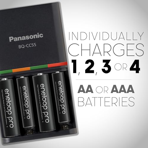 eneloop Panasonic BQ-CC55KSBHA Advanced eneloop pro Rechargeable Battery 4 Hour Quick Charger with 4 LED Charge Indicator Lights, Black - Image 2