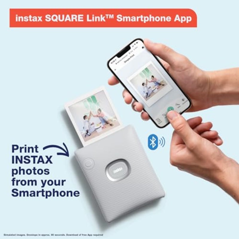 طابعة Instax Square Link للهواتف الذكية لطباعة الصور الفورية، هيكل بلاستيكي، لون أبيض رماد، اتصال محمول ولاسلكي - Image 2