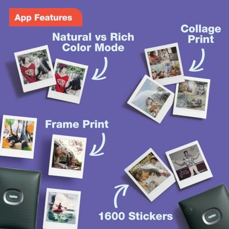 طابعة Instax Square Link للهواتف الذكية لطباعة الصور الفورية، هيكل بلاستيكي، لون أبيض رماد، اتصال محمول ولاسلكي - Image 4