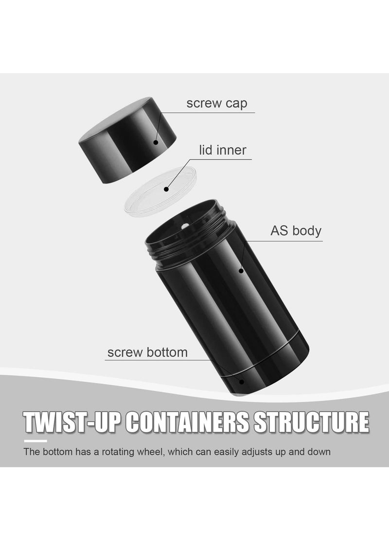 SYOSI - Empty Round Deodorant Containers 2.5 Oz Twist Up Filling Stick Deodorant Container Plastic Deodorant Bottles Refillable Lip Balm Tube for Lipstick Crayon Chapstick DIY Make Own Deodorant(Black) - Image 1