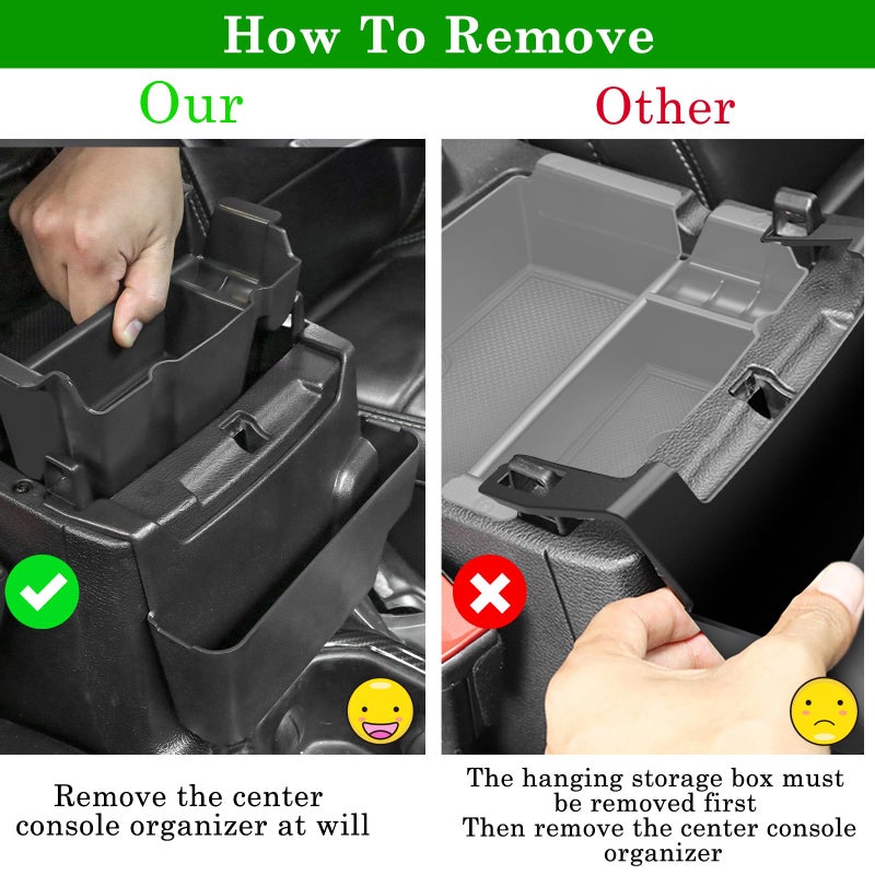 Eamplest 4PCS Center Console Organizer for 2018-2022 2023 Jeep Wrangler JL JLU and Gladiator JT Accessories Gear Shift Side Tray Organizer,Hanging Armrest Storage Box (Not for JK/JKU) - Image 5