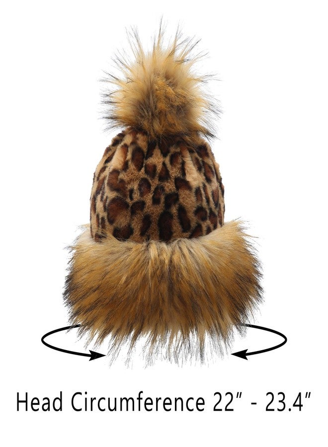 LA CARRIE Women's Faux Fur Hat Russian Cossack Pompom Cap for Winter Ski Snow(Leopard) - Image 5