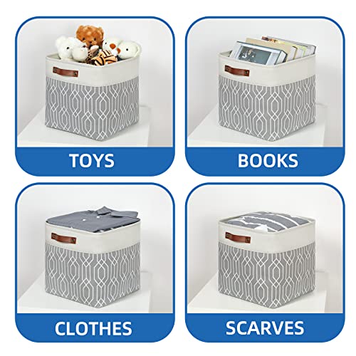 Temary Collapsible Baskets 13 Inch Storage Cubes for Organizing, Storage Baskets for Shelves, 4 Pack Fabric Storage Cubes Bins for Towels, Blankets (Grey Polygon) - Image 4
