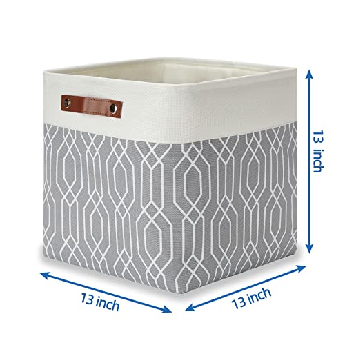 Temary Collapsible Baskets 13 Inch Storage Cubes for Organizing, Storage Baskets for Shelves, 4 Pack Fabric Storage Cubes Bins for Towels, Blankets (Grey Polygon) - Image 2