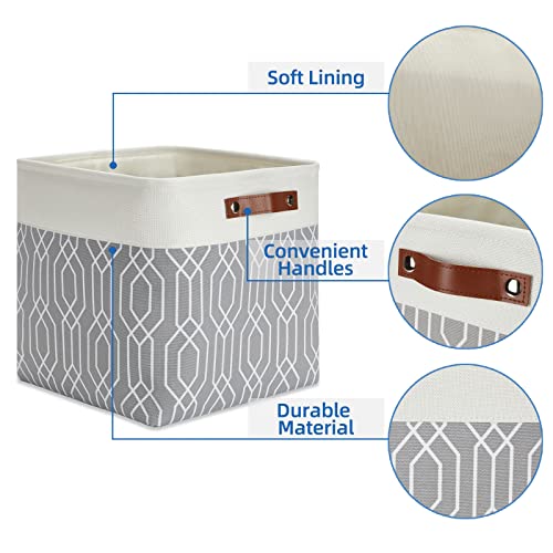Temary Collapsible Baskets 13 Inch Storage Cubes for Organizing, Storage Baskets for Shelves, 4 Pack Fabric Storage Cubes Bins for Towels, Blankets (Grey Polygon) - Image 3