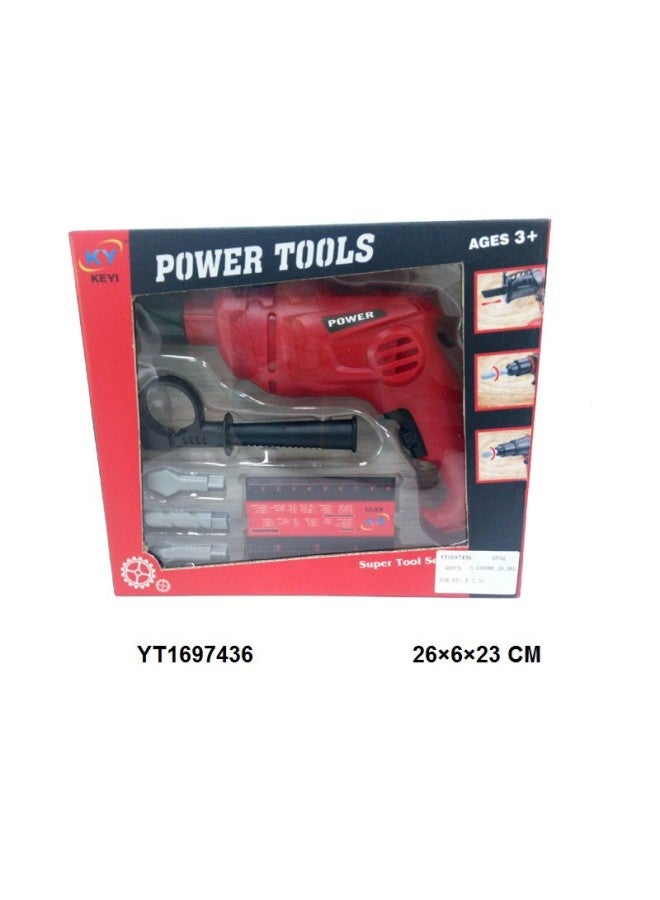 【Meng Xiaodi】 Boys Simulation Maintenance Electric Inertia Tools Pocket Set Manufacturers Directly Supply Play Toys-Color:5PCs Simulation Power Tool (impact Drill Rotation) - Image 1