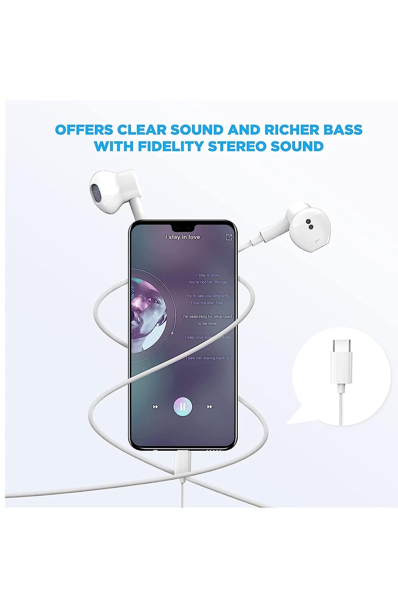 USB C Headphones for iPhone 17/16/15 Pro Max Plus, 11/13 inch iPad Pro/Air USB C Earphones with Microphone Volume Control USB C Wired Earbuds USB Type C Earphone for Google Pixel 10/10 Pro/ 9/ 8 /7 /6A /5 and Samsung Galaxy S25/S24/ S23/ S22 /S21 /S20/ A56 /A55 /A54 /A17/A16/ A15 /A14/ A26/A25/ A36 /A35/ A34/ A33/A74/A73/M56/ Oneplus 13/12/11/10/9/8 and Redmi Note K80/K70/K60/K50/14/13 Pro/12/11/10/9/8/7, White - Image 1