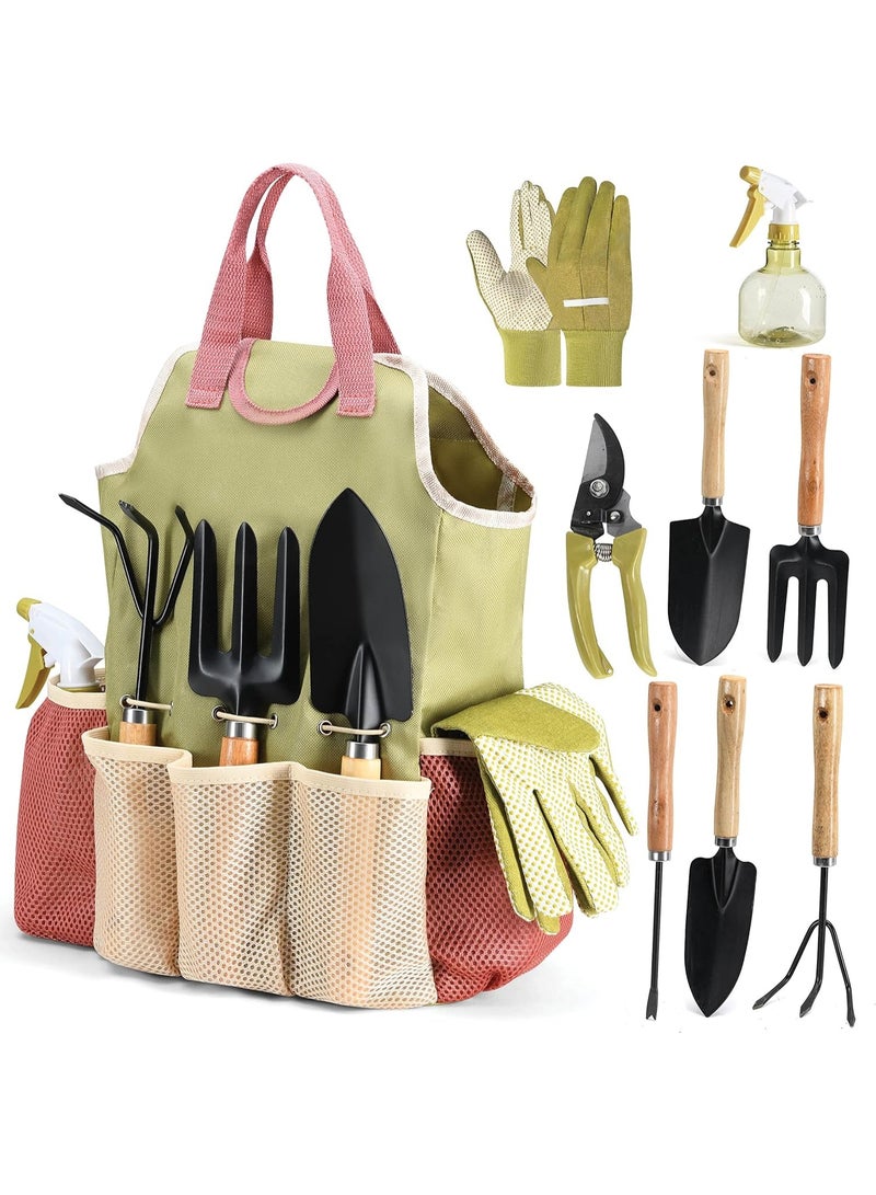 يلا جوي 10 قطع من أدوات البستنة، مجموعة أدوات حدائق كاملة شديدة التحمل مع حقيبة يد أنيقة، مجموعة لوازم البستنة المتينة، هدايا مثالية للحديقة للنساء والرجال - Image 1