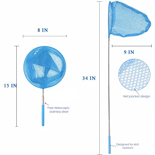Miraclekoo 4 Pack Kids Telescopic Butterfly Net Colorful Insect Bug Net for Catching Butterfly Bugs Insects and Fishing - Extendable 34" Inch - Image 2