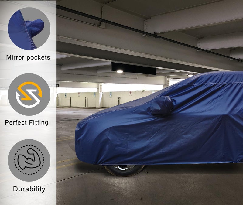 Auto Hub Car Cover Compatible with Renault Kwid with Mirror Pocket, Water Resistant, Triple Stitched, Kwid Car Cover- Navy - Image 5
