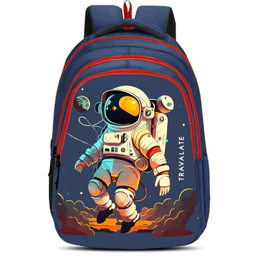 TRAVALATE 25L Stylish &Trendy Astronaut printed School Bag for Kid’s | Backpack for Class 1 to 5 School Going Boys & Girls - Blue - Image 1