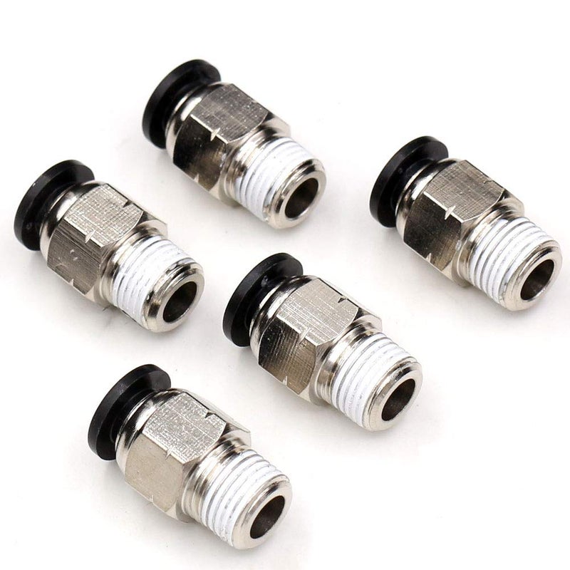 CEKER Push to Connect Tube Fitting PC 1/4" Tube Od x 1/8" NPT Thread Quick Connect Air Fittings Pneumatic Connector Straight Push Lock Air Hose Fittings 5Packs