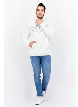 CROSSHATCH Men Hooded Brand Logo Long Sleeves Sweatshirt, White  - Image 4