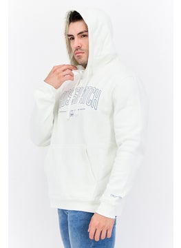CROSSHATCH Men Hooded Brand Logo Long Sleeves Sweatshirt, White  - Image 2