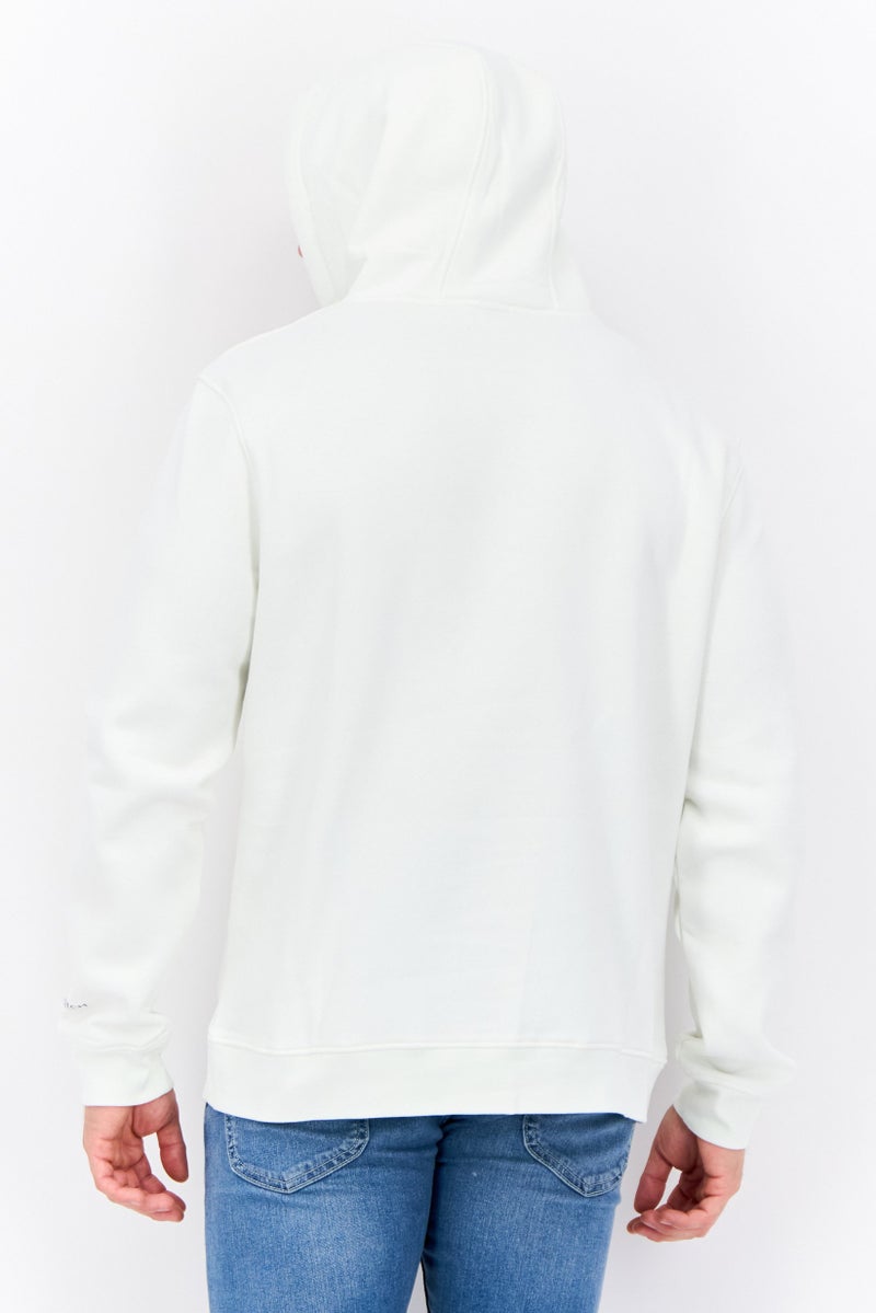 CROSSHATCH Men Hooded Brand Logo Long Sleeves Sweatshirt, White - Image 3