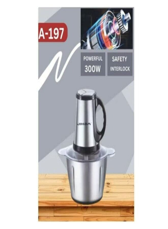 JIHAM Electric Meat Grinder 300W Power Multi-Function Stainless Steel Food Processor for Meat Vegetables Fruits Nuts 2-Speed Control Food Chopper for Home Kitchen Restaurants (3 Liter) - Image 2