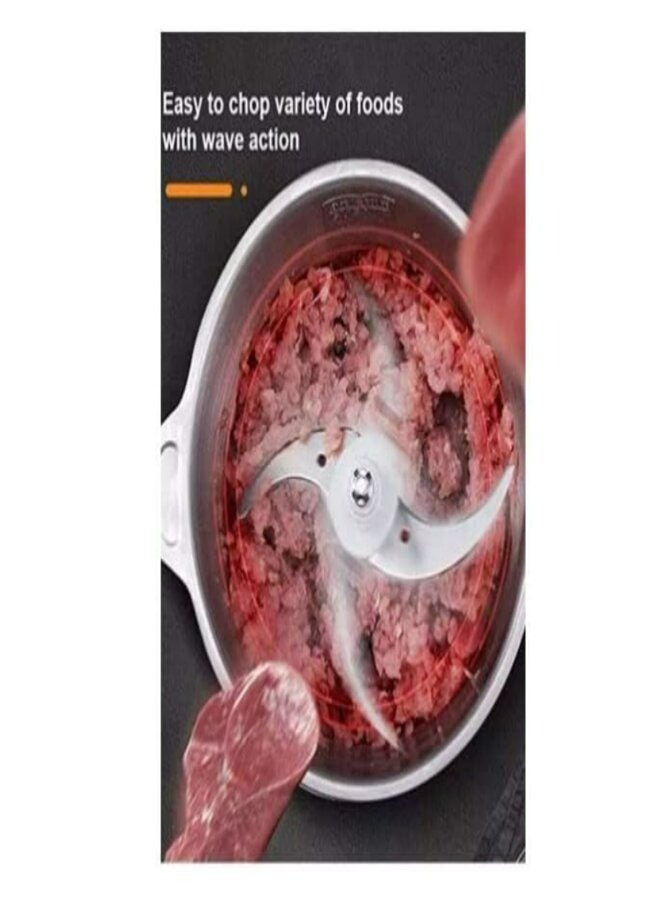 JIHAM Electric Meat Grinder 300W Power Multi-Function Stainless Steel Food Processor for Meat Vegetables Fruits Nuts 2-Speed Control Food Chopper for Home Kitchen Restaurants (3 Liter) - Image 3