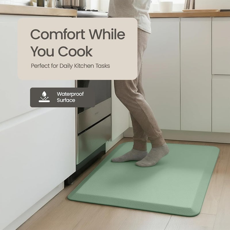 More Decor Anti Fatigue Kitchen Mats for Floor | Padded Kitchen Rugs | Non Slip, Cushioned Standing Desk Mat | Waterproof Floor Mat for Home and Office | 17.3" x 28" X 0.47", Mint Green, 1-Pack | More Décor - Image 5