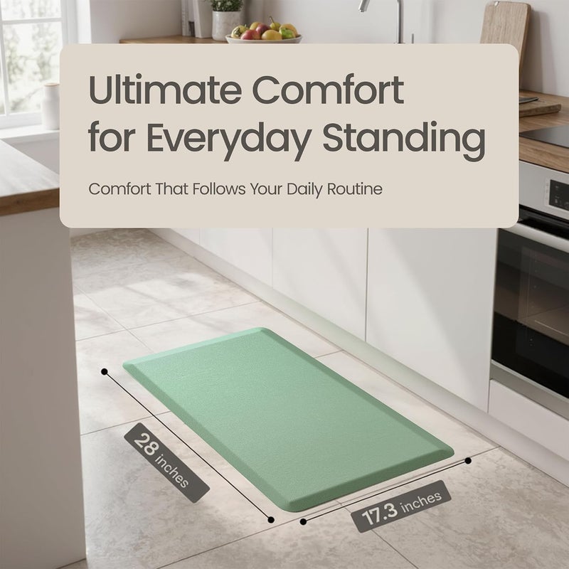 More Decor Anti Fatigue Kitchen Mats for Floor | Padded Kitchen Rugs | Non Slip, Cushioned Standing Desk Mat | Waterproof Floor Mat for Home and Office | 17.3" x 28" X 0.47", Mint Green, 1-Pack | More Décor - Image 2