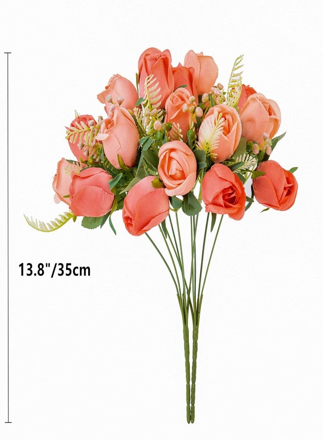 FuleHouzz Artificial Rose Flower 20 Heads 2 Bundles Bridal Bouquet Silk Rose Bulk for Wedding Home Valentine's Day Party Decor, Mixed Living Coral - Image 4