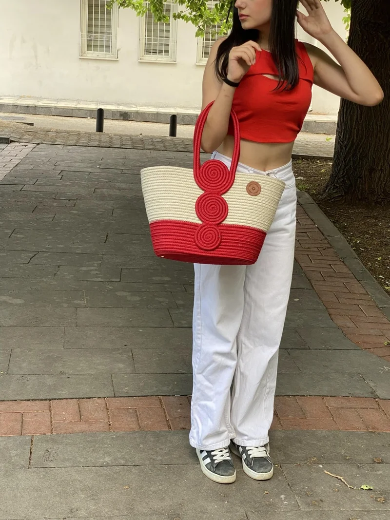 بدز ديري Jute Straw Look Handbag Beach Bag Shoulder Bag
