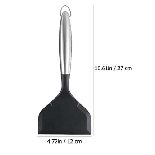 WE-CEF Silicone Spatula Silicone Pancakes Shovel Omelette Spatula Turner for Eggs Fish, Pancake Pizza and Steak Wide Soft Pizza Shovel Non-Stick Heat-Resistant Kitchen Fried Shovel(Black, Set of 1) - Image 2