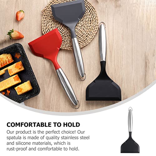 WE-CEF Silicone Spatula Silicone Pancakes Shovel Omelette Spatula Turner for Eggs Fish, Pancake Pizza and Steak Wide Soft Pizza Shovel Non-Stick Heat-Resistant Kitchen Fried Shovel(Black, Set of 1) - Image 4