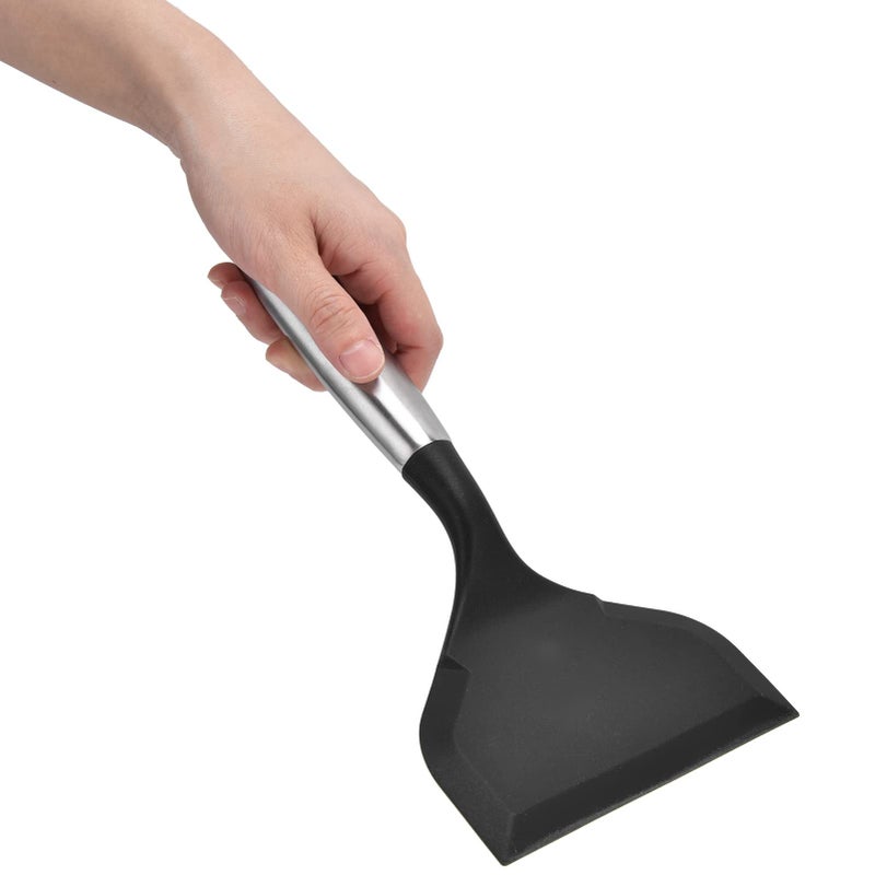 WE-CEF Silicone Spatula Silicone Pancakes Shovel Omelette Spatula Turner for Eggs Fish, Pancake Pizza and Steak Wide Soft Pizza Shovel Non-Stick Heat-Resistant Kitchen Fried Shovel(Black, Set of 1) - Image 5
