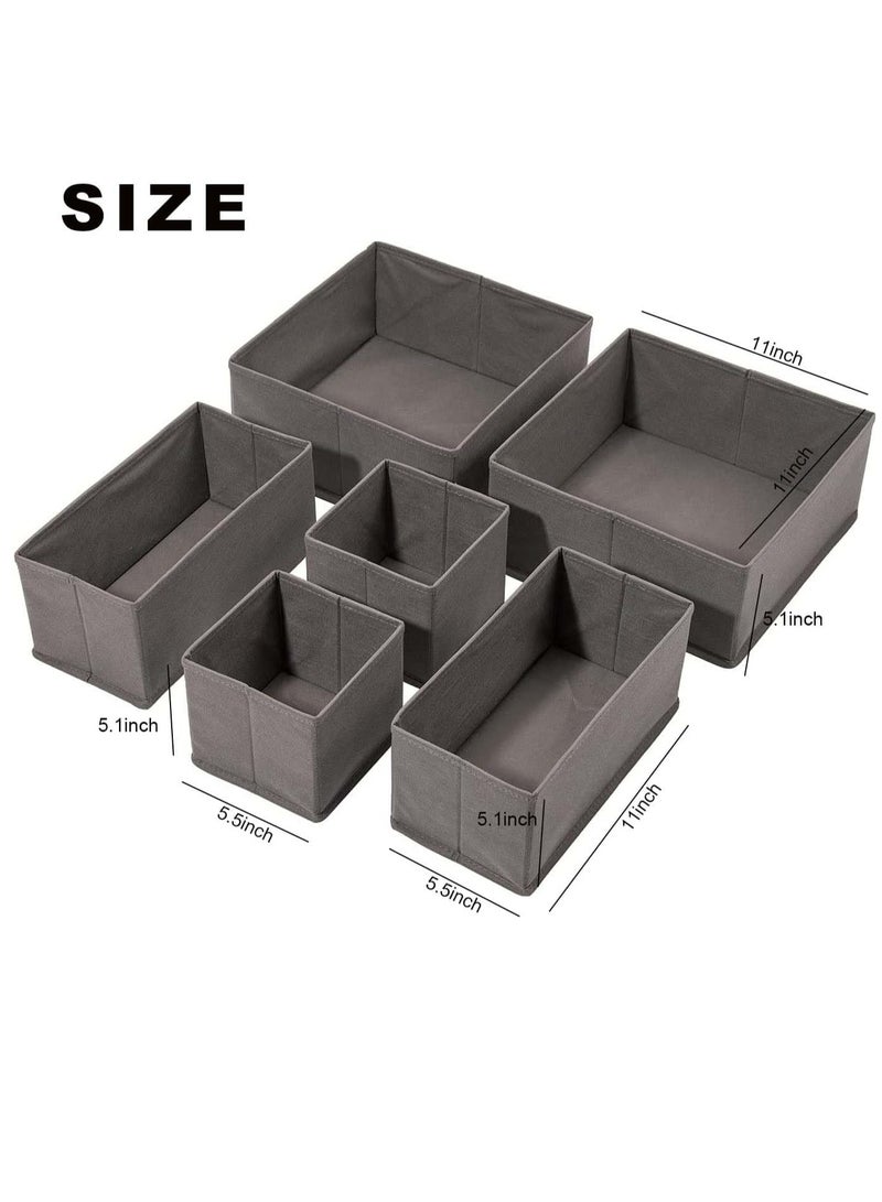 6 Pcs  Drawer Organizer for Clothing Foldable Underwear Drawer Organizer Fabric Closet Organizers and Storage Dresser Drawer Dividers for Clothes Socks Scarves Ties  (Grey)  - Image 3