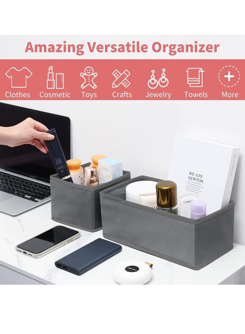 6 Pcs  Drawer Organizer for Clothing Foldable Underwear Drawer Organizer Fabric Closet Organizers and Storage Dresser Drawer Dividers for Clothes Socks Scarves Ties  (Grey)  - Image 2