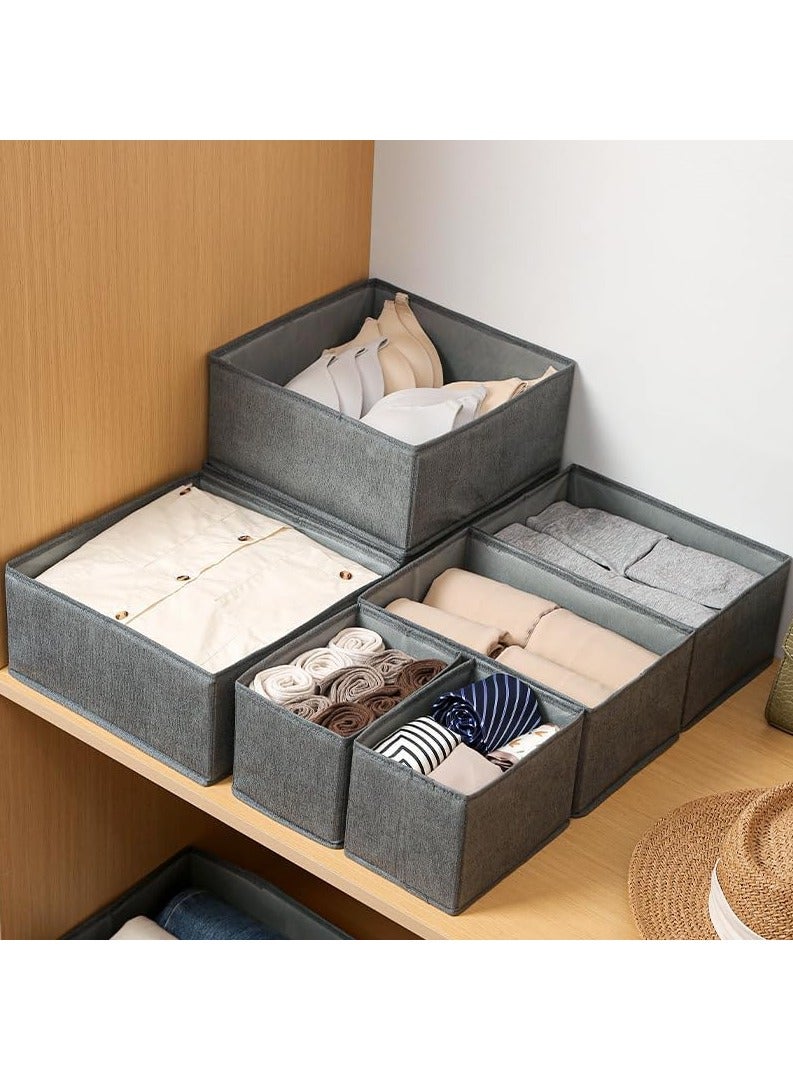 6 Pcs  Drawer Organizer for Clothing Foldable Underwear Drawer Organizer Fabric Closet Organizers and Storage Dresser Drawer Dividers for Clothes Socks Scarves Ties  (Grey)  - Image 5