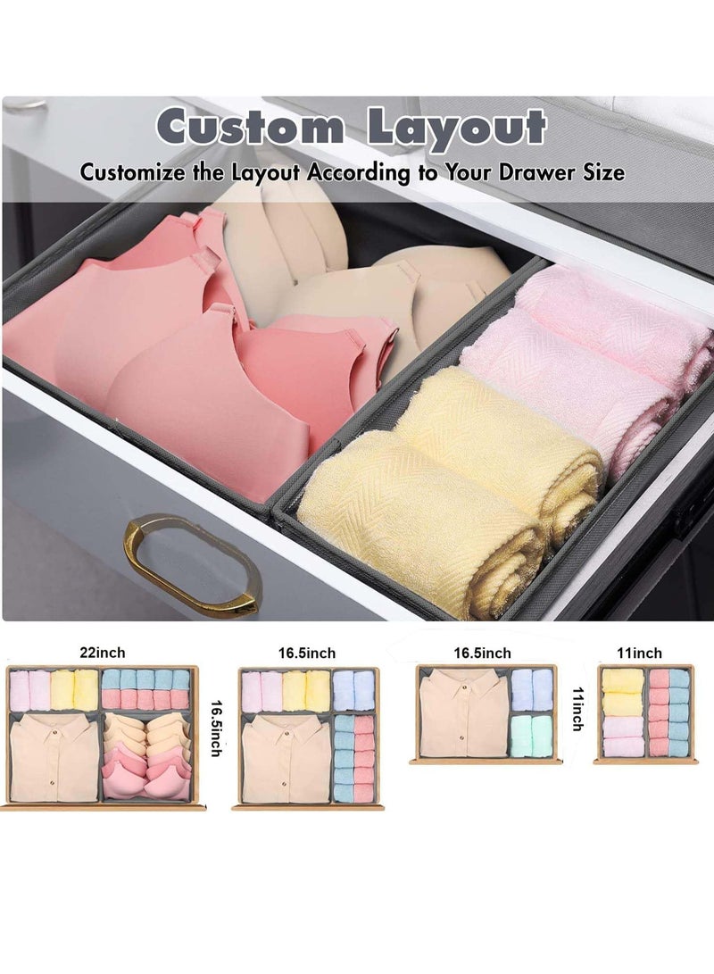 6 Pcs  Drawer Organizer for Clothing Foldable Underwear Drawer Organizer Fabric Closet Organizers and Storage Dresser Drawer Dividers for Clothes Socks Scarves Ties  (Grey)  - Image 4
