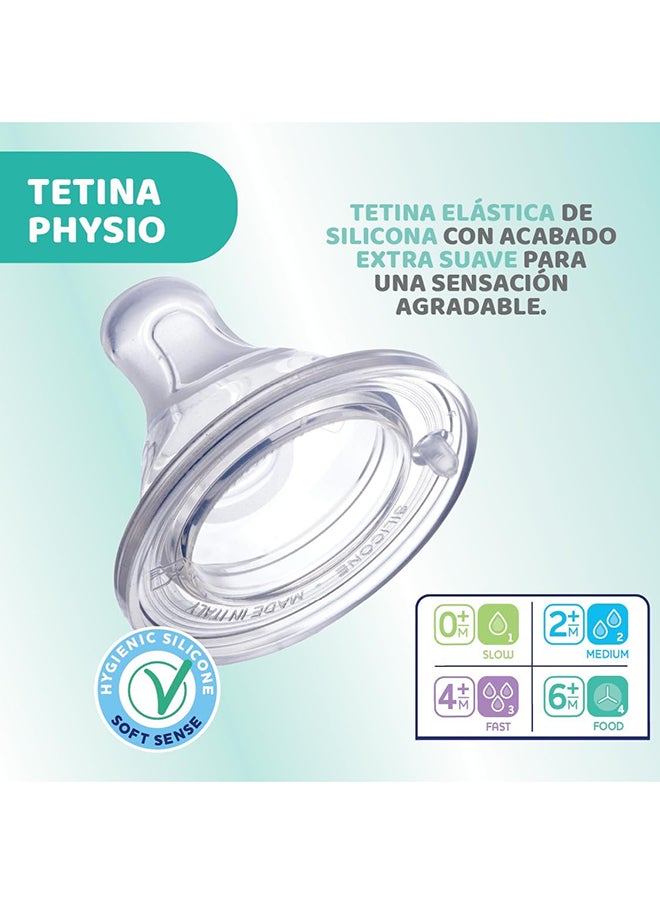 Chicco - Perfect 5 Silicone Feeding Bottle 300ML, Fast Flow, 4M+, Blue - Image 1
