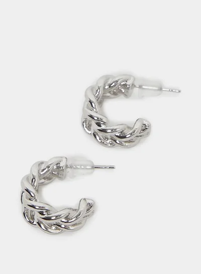 Styli Styli Women Silver Twisted Hoop Earrings