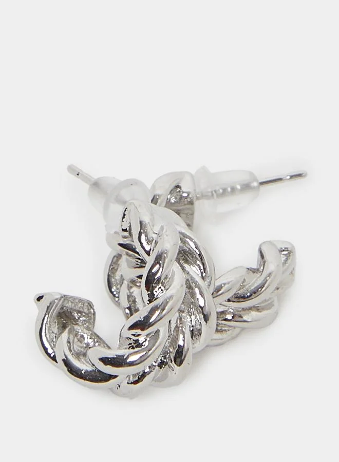 Styli Styli Women Silver Twisted Hoop Earrings