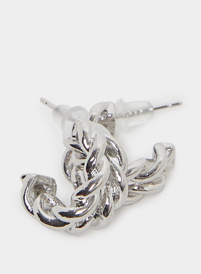 Styli Women Silver Twisted Hoop Earrings - Image 3