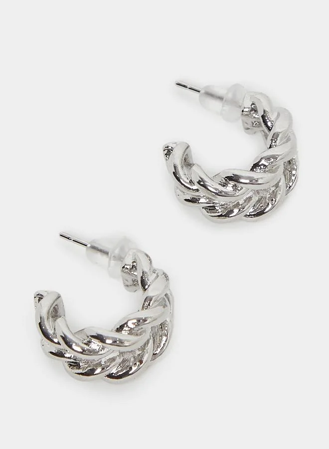 ستايلي Styli Women Silver Twisted Hoop Earrings